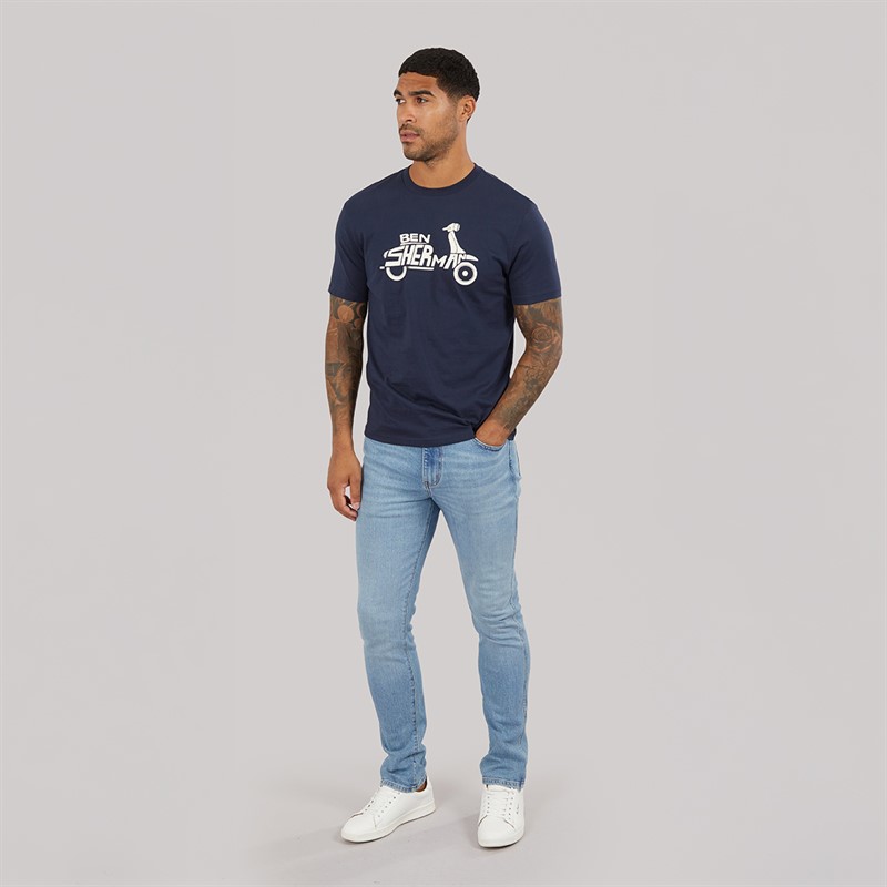 Ben Sherman Mens Brand Scooter T-Shirt Dark Navy