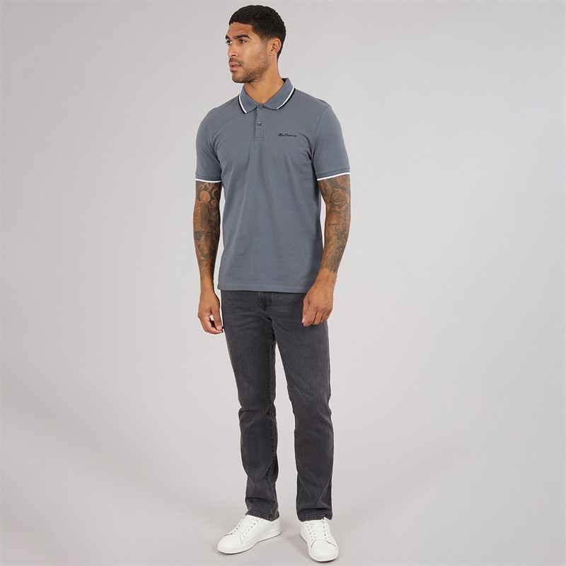 Ben Sherman Mens Twin Tipped Polo Shit Slate