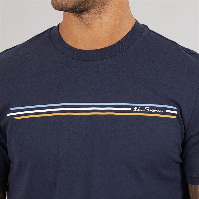 Ben Sherman Mens Core Stripe T-Shirt Dark Navy