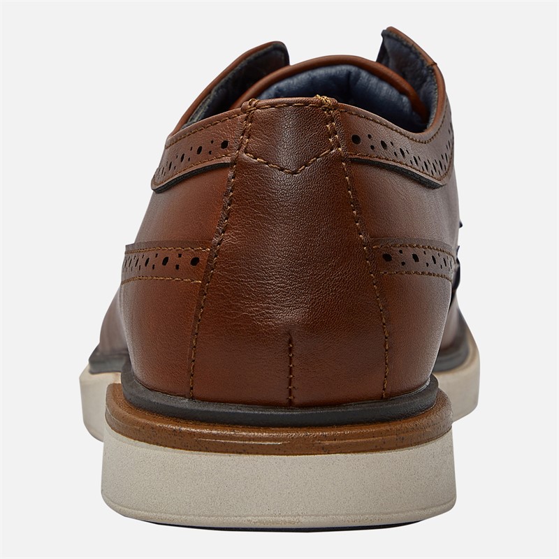 Ben Sherman Mens Rupert Long Wing Brogue Shoes Dark Tan Burnish