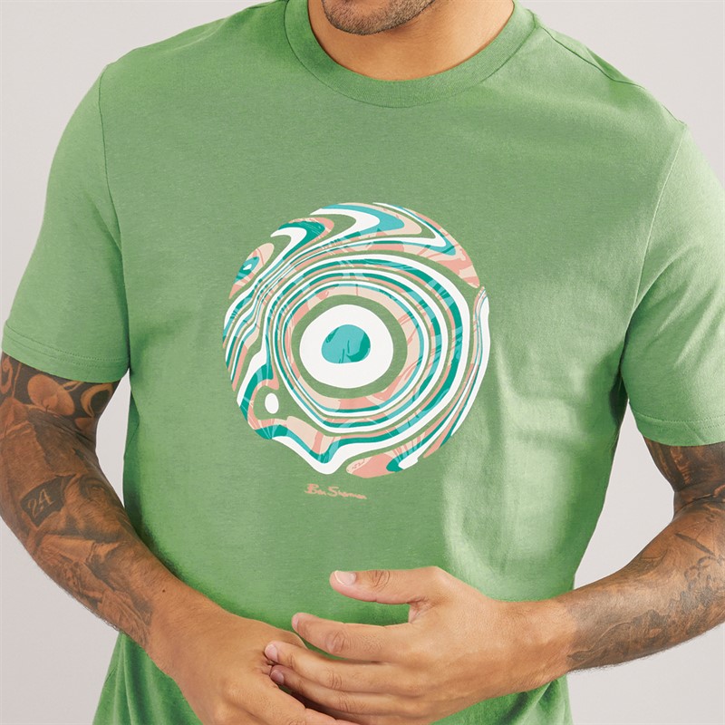 Ben Sherman Mens Trippy Target T-Shirt Dark Grass Green