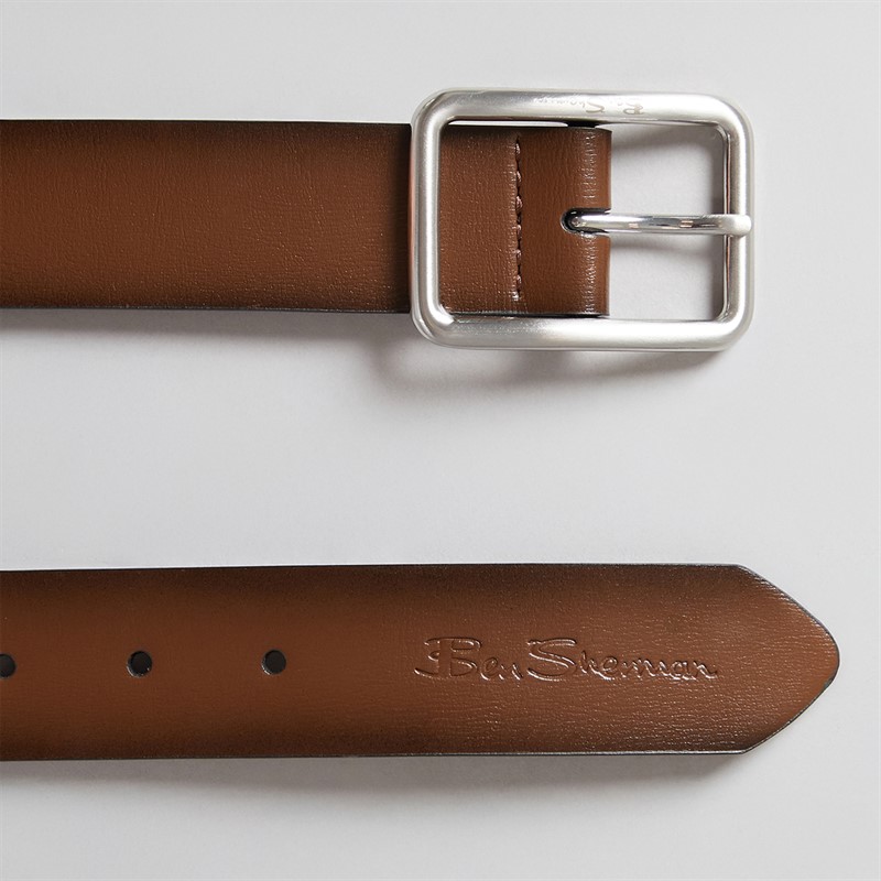 Ben Sherman Mens Harris Centre Bar Belt Choc