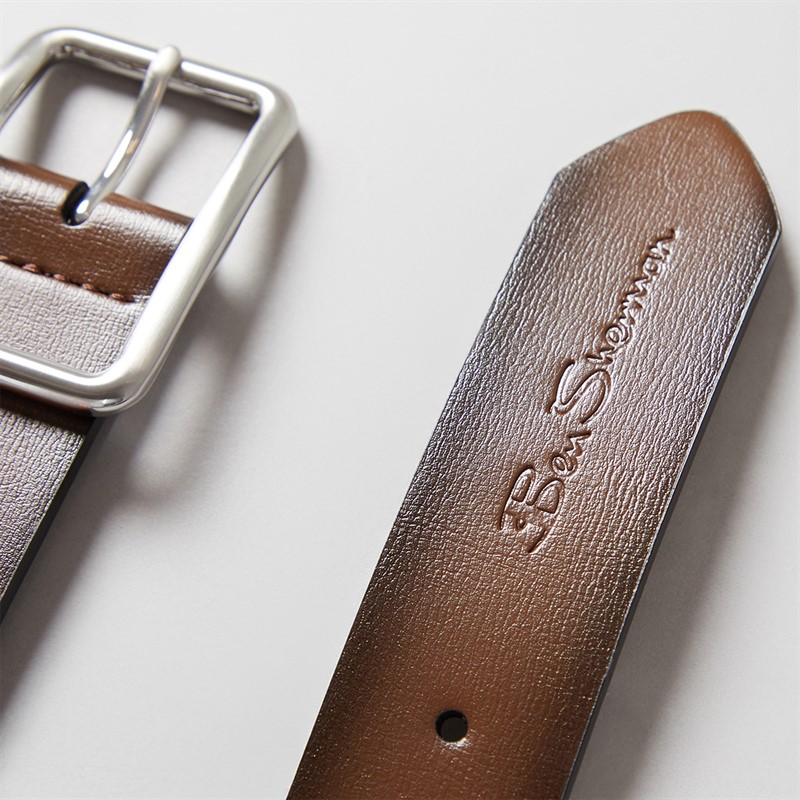 Ben Sherman Mens Harris Centre Bar Belt Choc