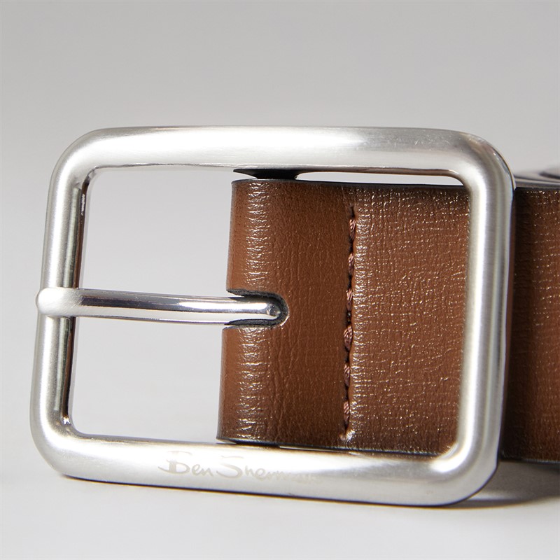 Ben Sherman Mens Harris Centre Bar Belt Choc