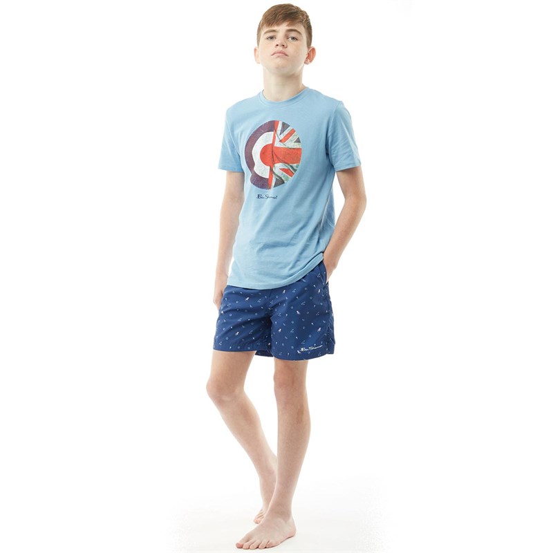 Buy Ben Sherman Junior Boys AOP Swim Shorts Navy