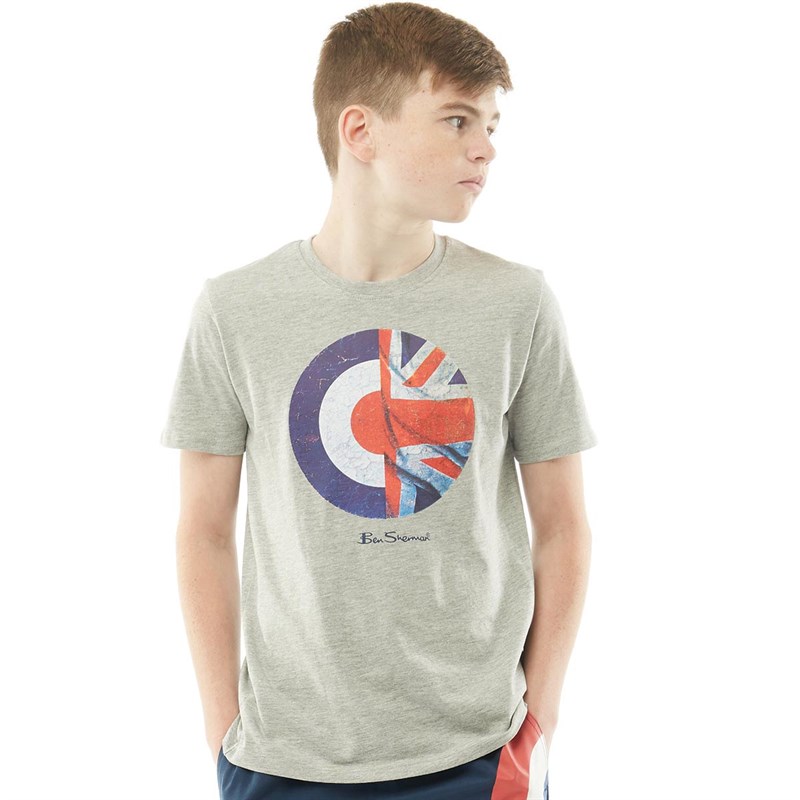 Buy Ben Sherman Junior Boys Union Jack Target TShirt Vintage Grey Heather