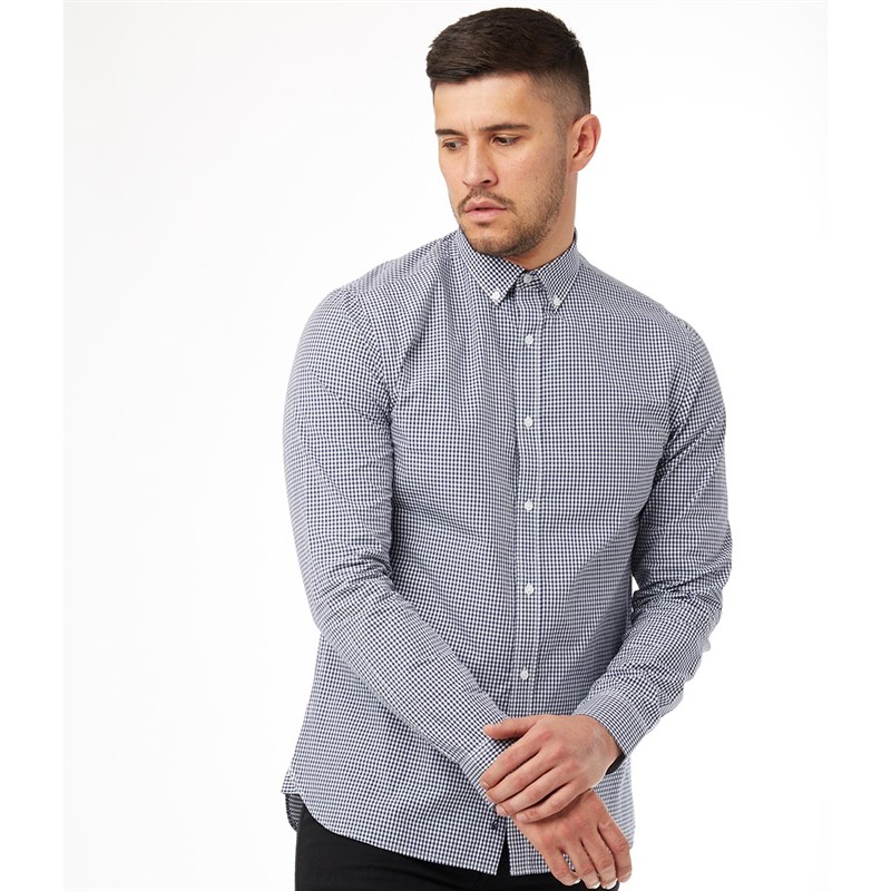 Buy Ben Sherman Mens Formal Gingham Shirt Navy