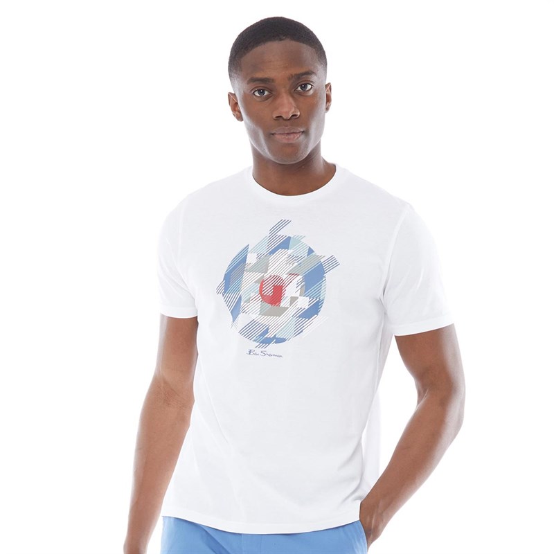 Buy Ben Sherman Mens Target Chevron Gingham TShirt White