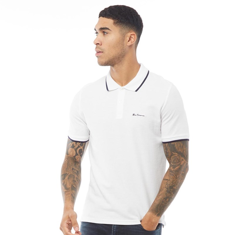 Ben Sherman Mens Tipped Pique Polo Shirt