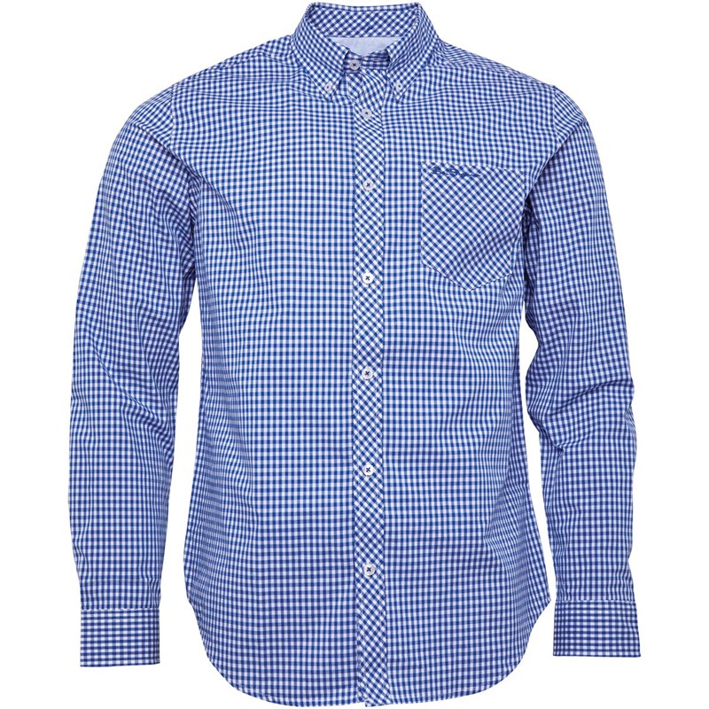 Buy Ben Sherman Mens Gingham Long Sleeve Shirt Blue