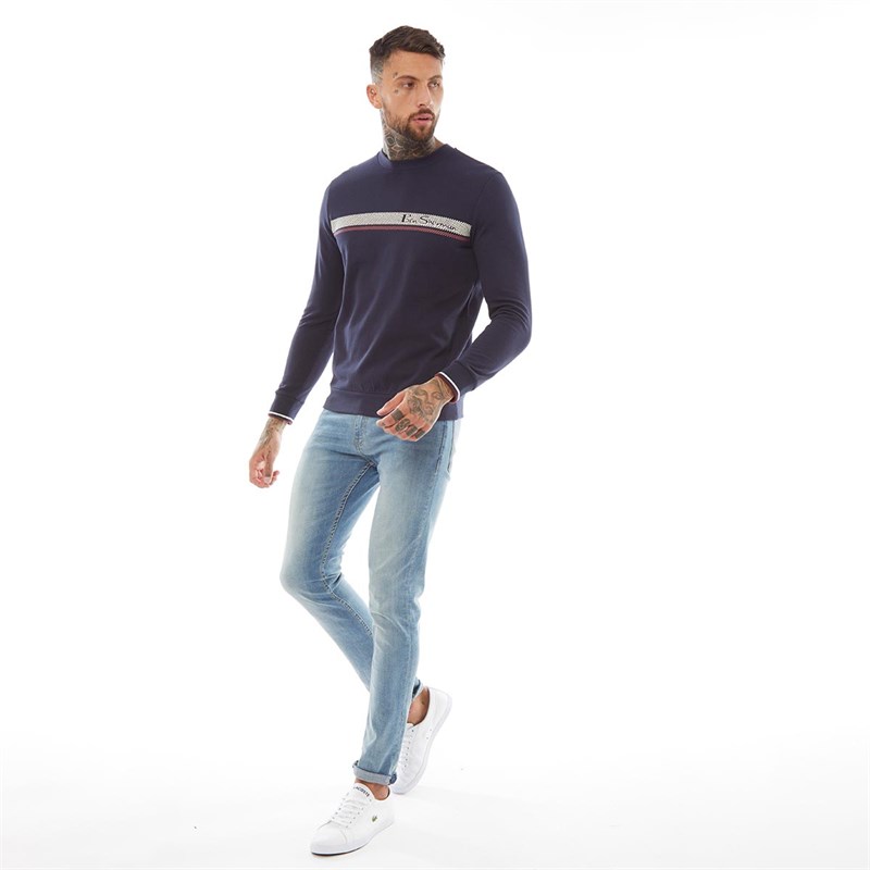 Ben Sherman Sweat Stripe Logo Homme Bleu Marine