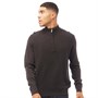 Ben Sherman Mens 1/4 Zip Honeycomb Funnel Neck Knit Top Anthracite