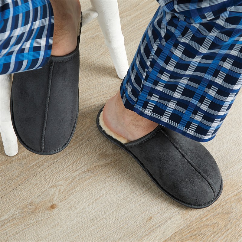 Ben Sherman Mens Country Club Mule Slippers Grey