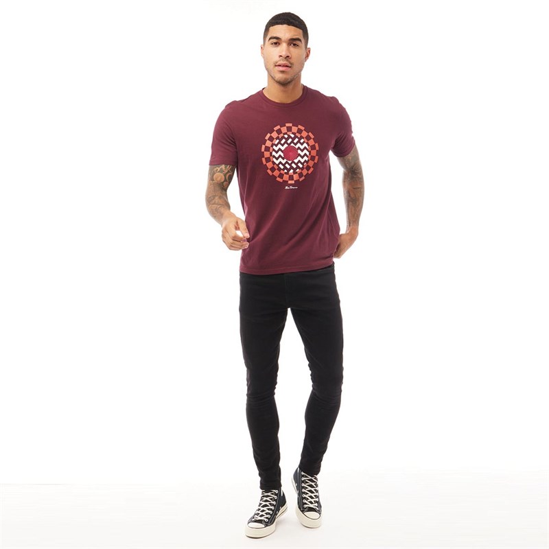 Ben Sherman Mens Op Art T-Shirt Wine