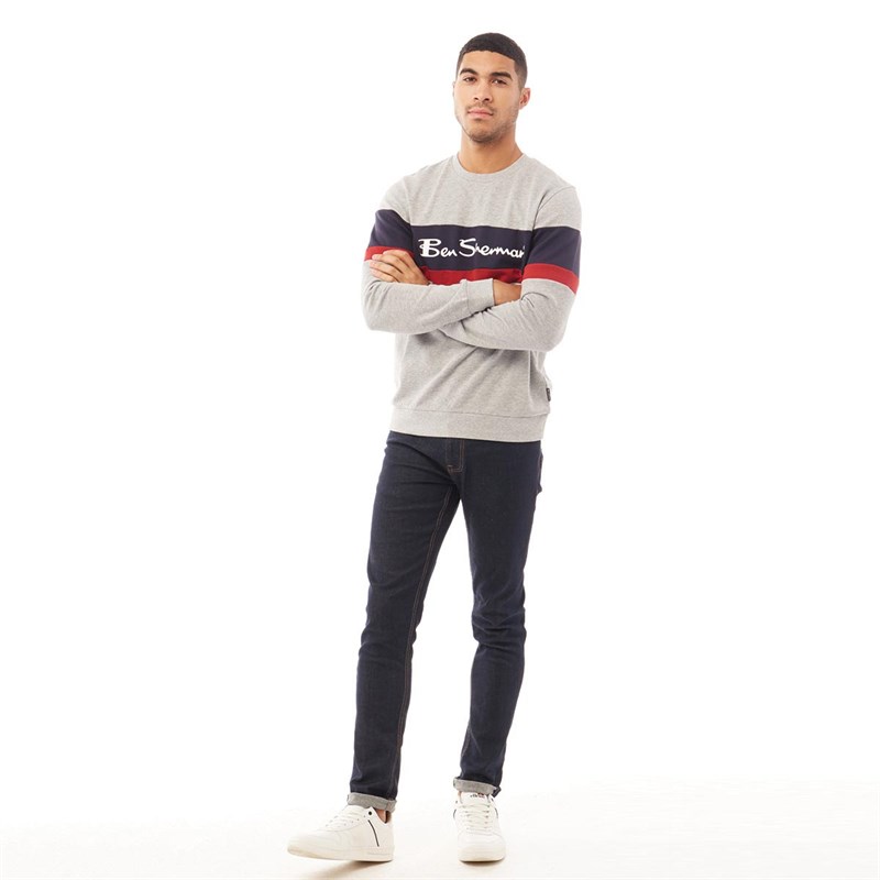 Ben Sherman Heren Sweater Gemeleerd Grijs