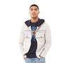 Ben Sherman Mens Stripe Panel Zip Through Hoodie Light Grey Marl