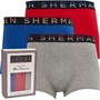 Ben Sherman Mens Fuller Three Pack Boxer Trunks Blue/Red/Grey Marl