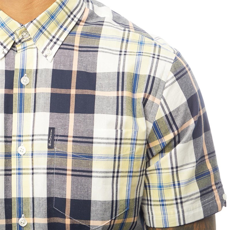Ben Sherman Herrer Large Scale Check Kortærmet Skjorte Citron
