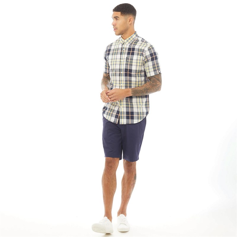 Ben Sherman Herrer Large Scale Check Kortærmet Skjorte Citron