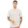 Ben Sherman Herrer Dui Print Kortærmet Skjorte Hvid