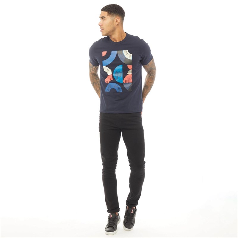 Ben Sherman Mens Record Targets T-Shirt Dark Navy