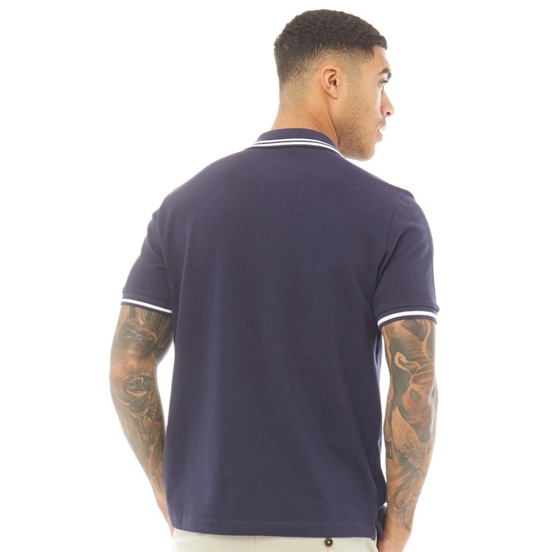 Ben Sherman Mens Twin Tipped Pique Polo Navy