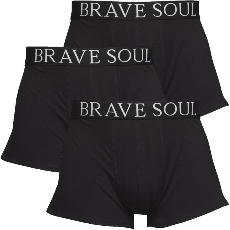 Brave Soul Mens Three Pack Boxers Black/Black/Black