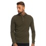 Brave Soul Mens Lincoln Long Sleeve Polo Dark Khaki