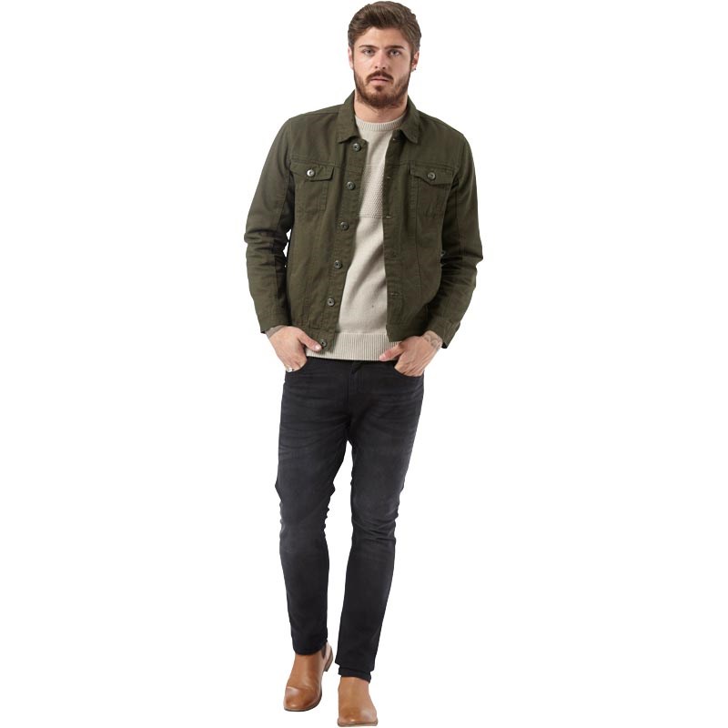 Buy Brave Soul Mens Polar Denim Jacket Khaki