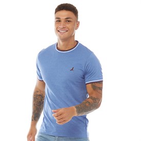 Brave Soul Heren Federer T Shirt Gemeleerd Lichtblauw brave soul kopen in de aanbieding