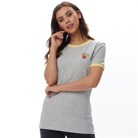 Brave Soul Dames Fries T Shirt Gemeleerd Lichtgrijs brave soul kopen in de aanbieding