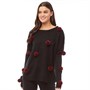 Brave Soul Womens Tinsel Pom Pom Jumper Black