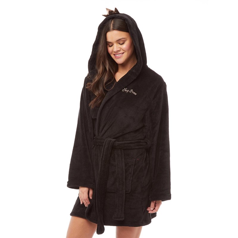 bademantel damen schwarz flauschig