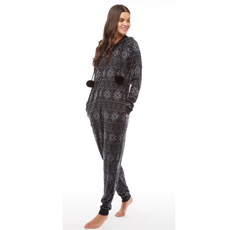 Buy Brave Soul Womens Snowflake Onesie Black
