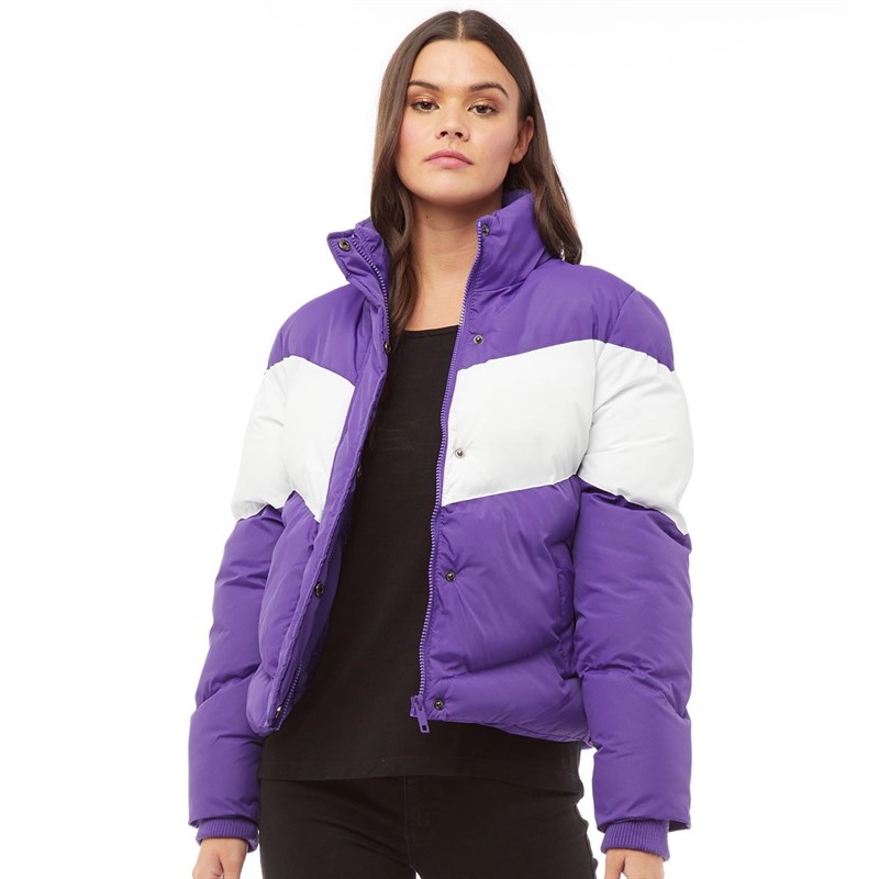 Buy Brave Soul Womens Marlo Contrast Chevron Panel Padded Jacket Purple ...