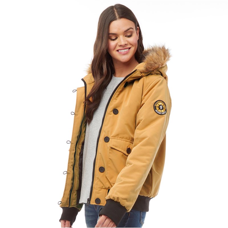 mustard padded coat womens
