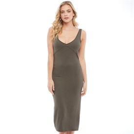 Brave Soul Dames Lilly Jurk Kaki brave soul kopen in de aanbieding