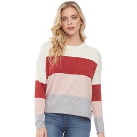 Brave Soul Dames Zachte Gestreept Colour Block Trui Met Ronde Hals Roestkleur brave soul kopen in de aanbieding Brave Soul Dames Zachte Gestreept Colour Block Trui Met Ronde Hals Roestkleur brave soul kopen in de aanbieding