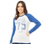 Brave Soul Womens Awesome Contrast Sleeve Top White/Blue