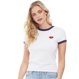 Brave Soul Dames Kiss T Shirt Wit brave soul kopen in de aanbieding