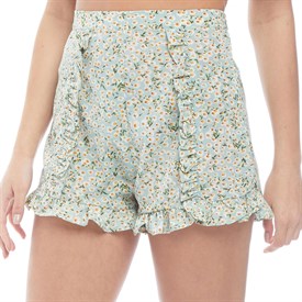 Brave Soul Dames Tropic Floral Print Ruffle Short Lichtgroen brave soul kopen in de aanbieding Brave Soul Dames Tropic Floral Print Ruffle Short Lichtgroen brave soul kopen in de aanbieding
