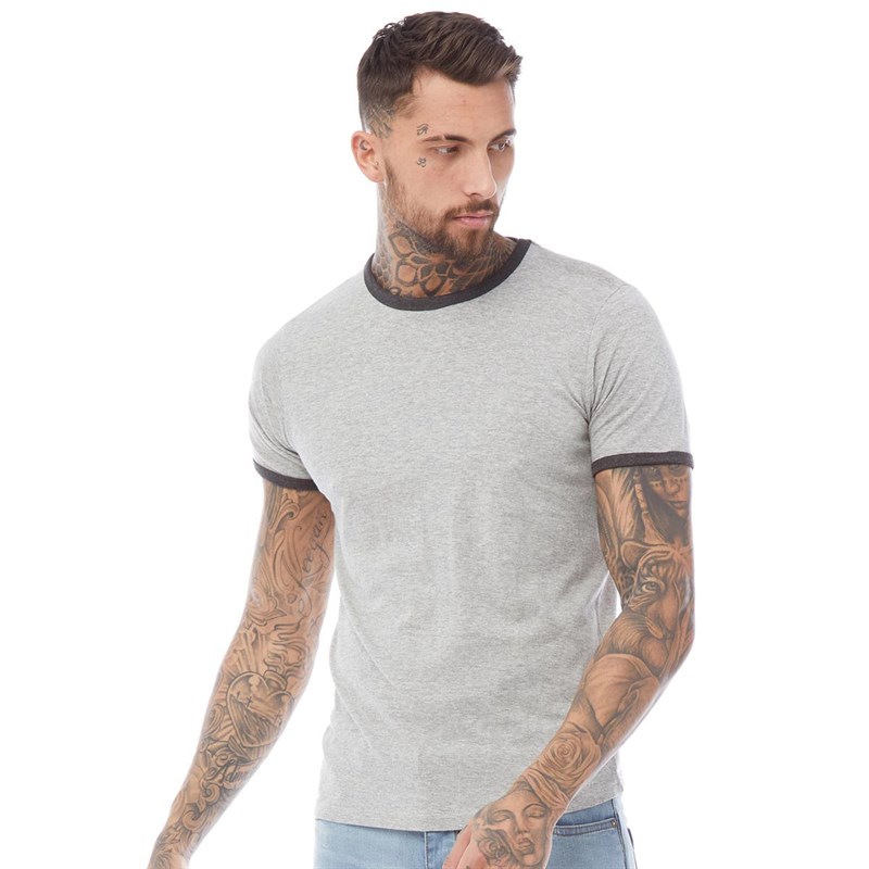 Buy Brave Soul Mens 149 Tallon T Shirt Light Grey Marl Dark