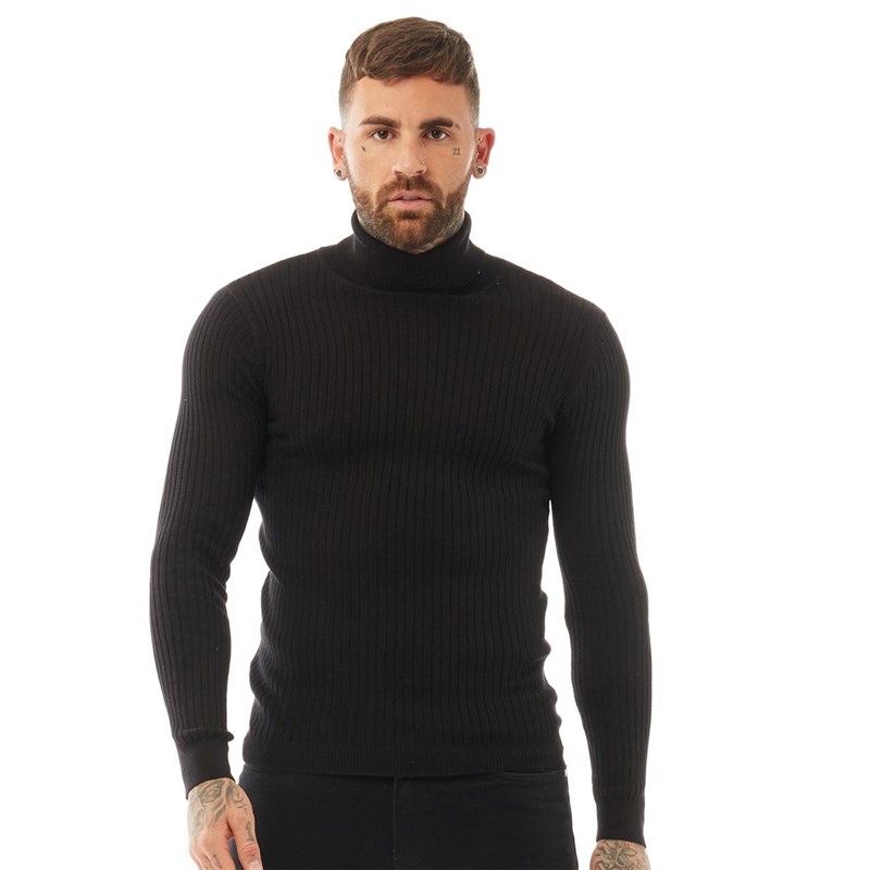 mens black roll neck
