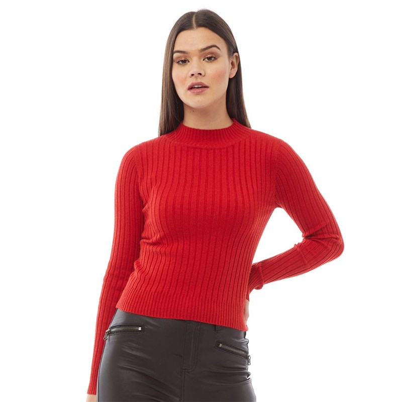 womens red roll neck jumper