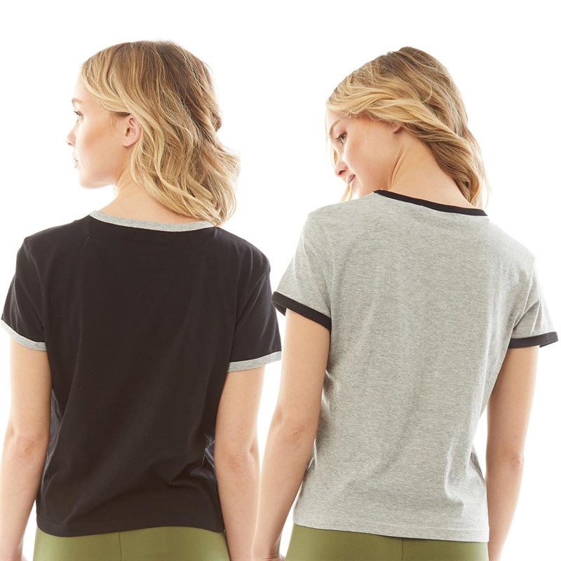 Brave Soul Damskie Dwupak Claudia T-Shirt Czarny