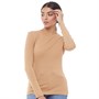 Brave Soul Womens Luma Long Sleeve Crew Neck Top Camel
