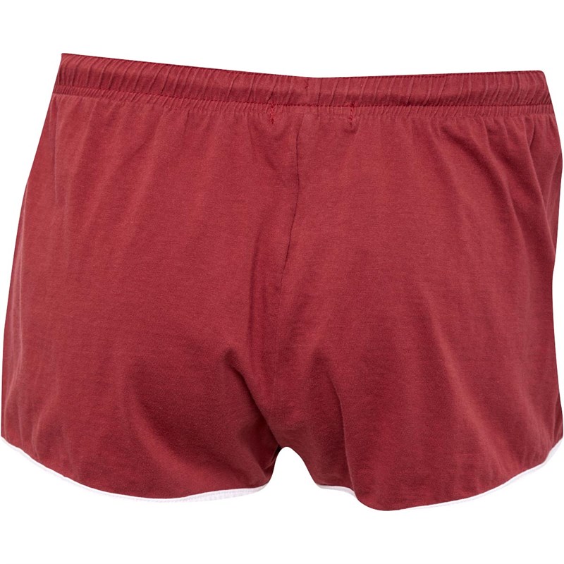 Brave Soul Womens Lillian Mini Shorts Burgundy/White