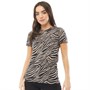 Brave Soul Womens Dilly Animal Print T-Shirt Black/Ecru