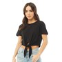Brave Soul Womens Portman Tie Front T-Shirt Black