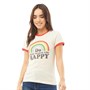 Brave Soul Womens Happy T-Shirt Cream/Red